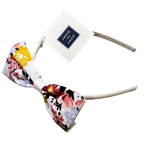 Janie and Jack Floral Fall Party Bow Headband For Girls NWT - Picture 1 of 3